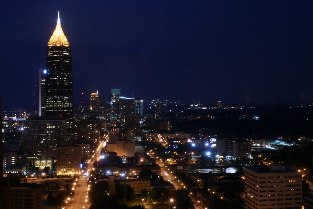 Atlanta Georgia skyline with residential neighborhoods