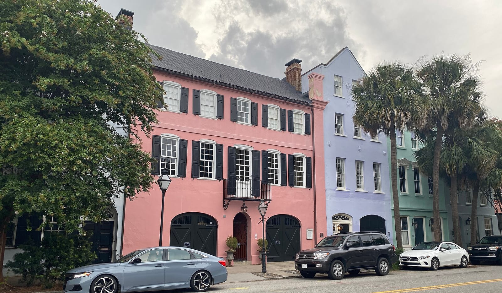 Charleston South Carolina coastal neighborhood with historic rooftops