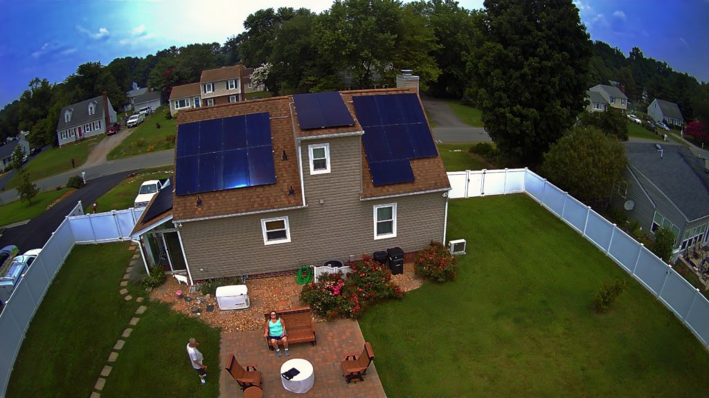 Residential solar panel system installed on a custom home